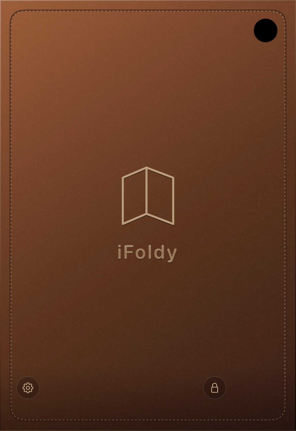 The folded iPhone Duo: the cover display shows the stitched leather front with the iFoldy mark.